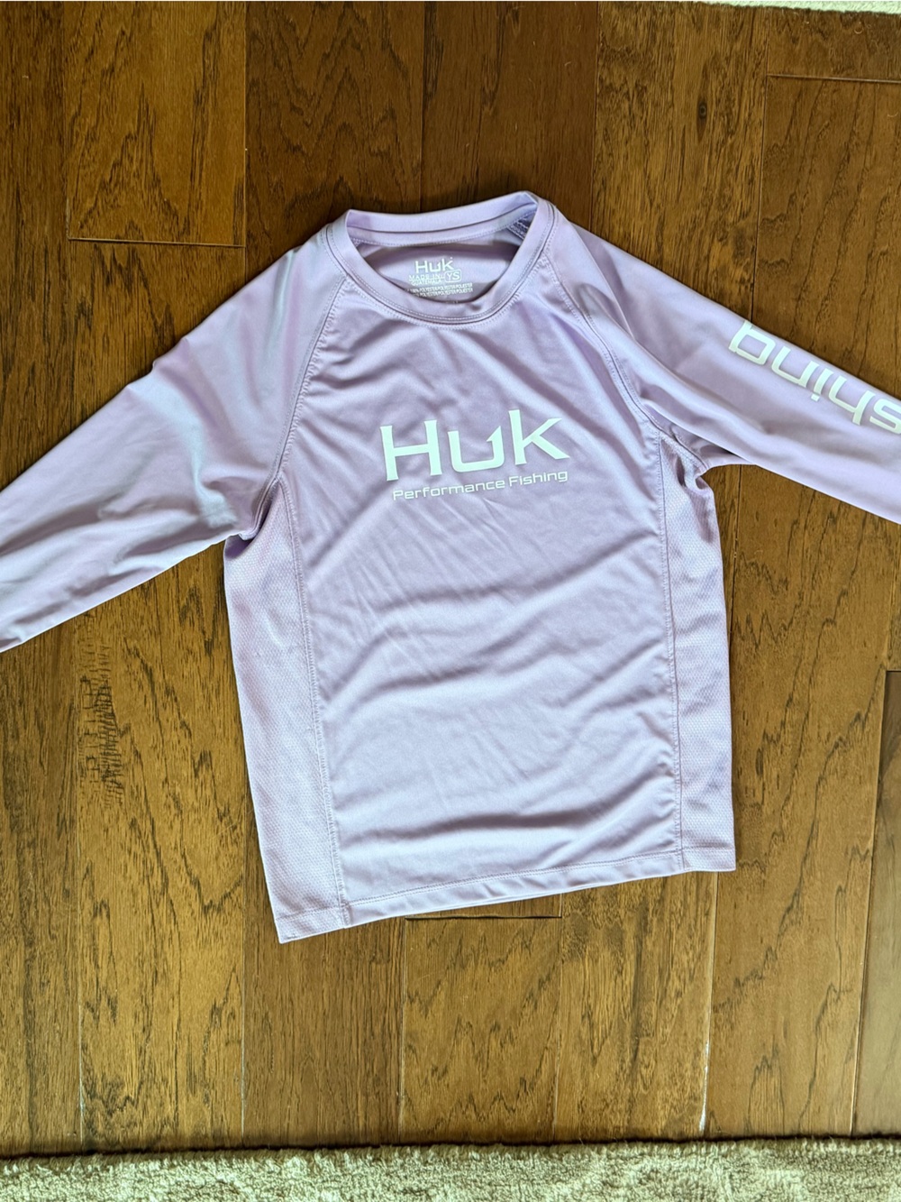 Kids Huk Pursuit long sleeve crew SPF shirt, size Small